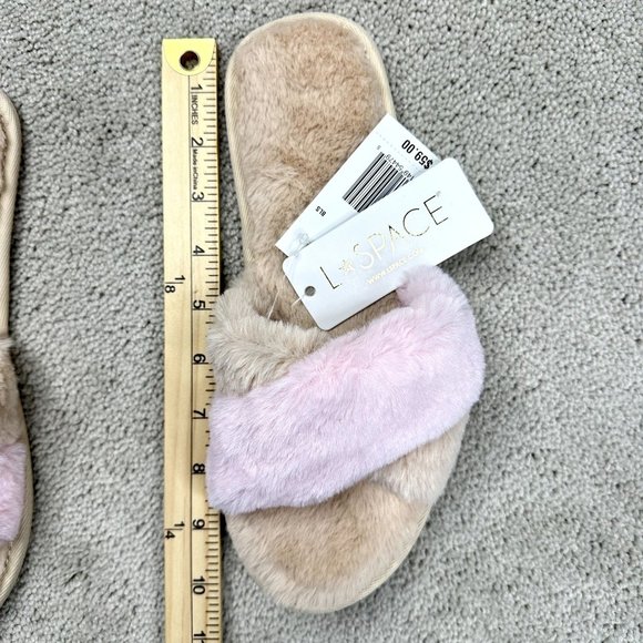 New L*Space pink/tan Cloud Slippers NWT Size M-L Super comfy - Picture 9 of 10